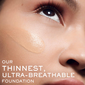 Lancôme foundation application with sponge showing even, buildable coverage