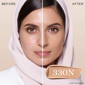 Lancôme shade 330N swatches on arm demonstrating undertone match benefit accurate color preview