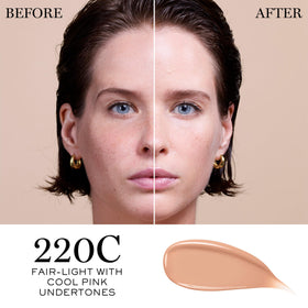 Lancôme close-up of serum texture on fingertip, highlighting hydration benefit