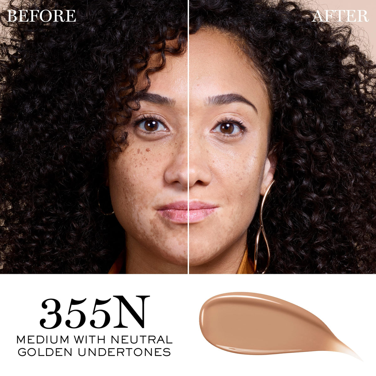 Lancôme pump dispensing foundation showing creamy texture benefit: easy, controlled application