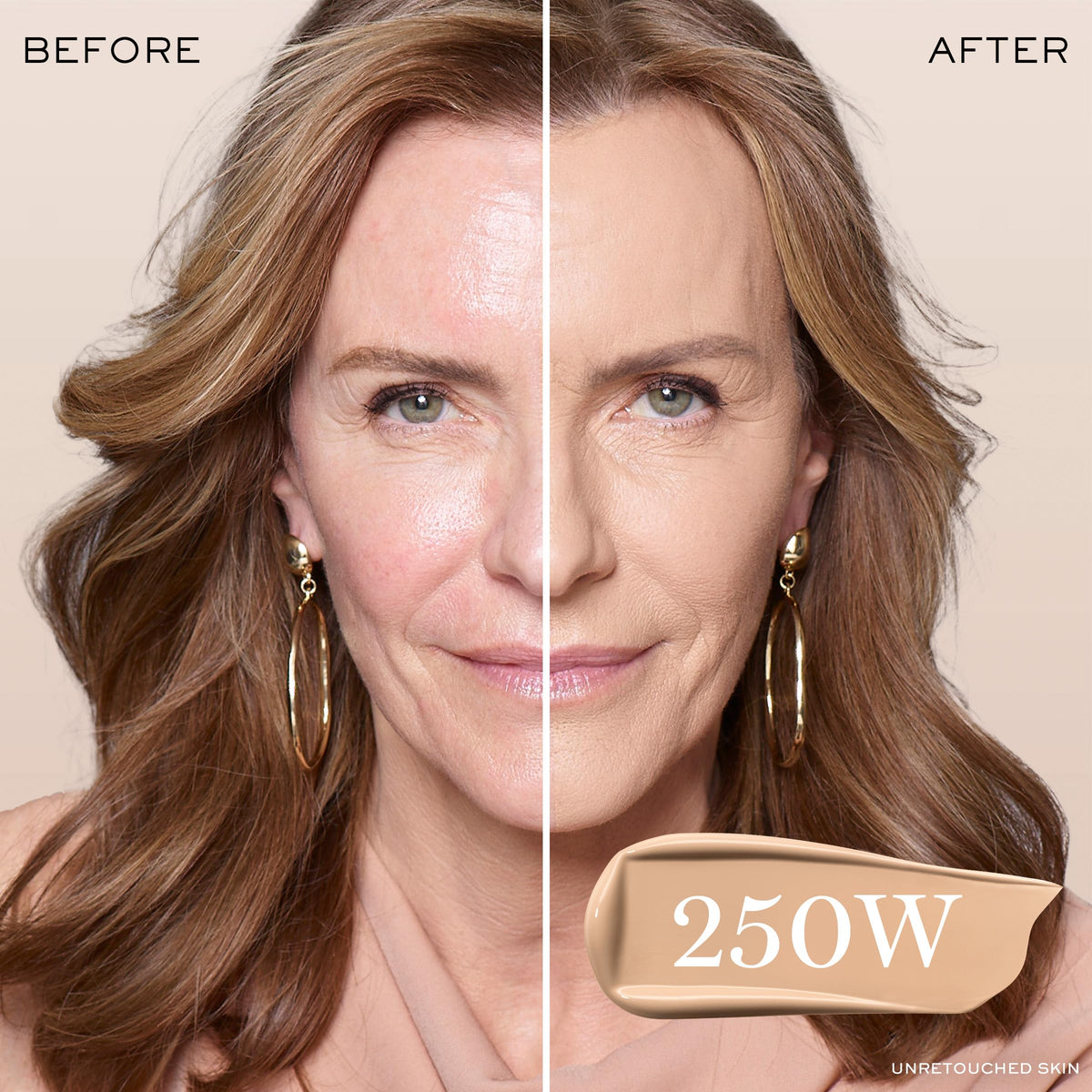 Lancôme texture swipe of foundation, shows creamy matte consistency