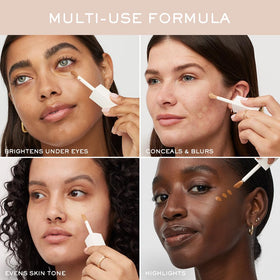Lancôme applying concealer under eye demonstrating brightening benefit