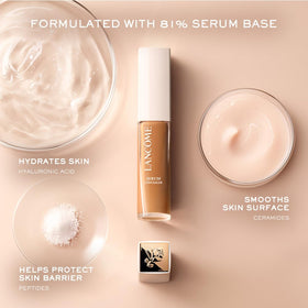 Lancôme concealer being applied under eye demonstrating brightening and crease resistance