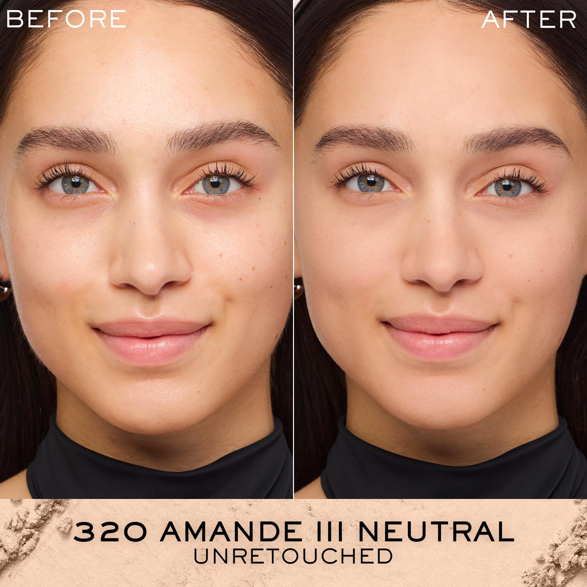 Lancôme powder texture close-up showing smooth pressed surface for blendable, buildable coverage