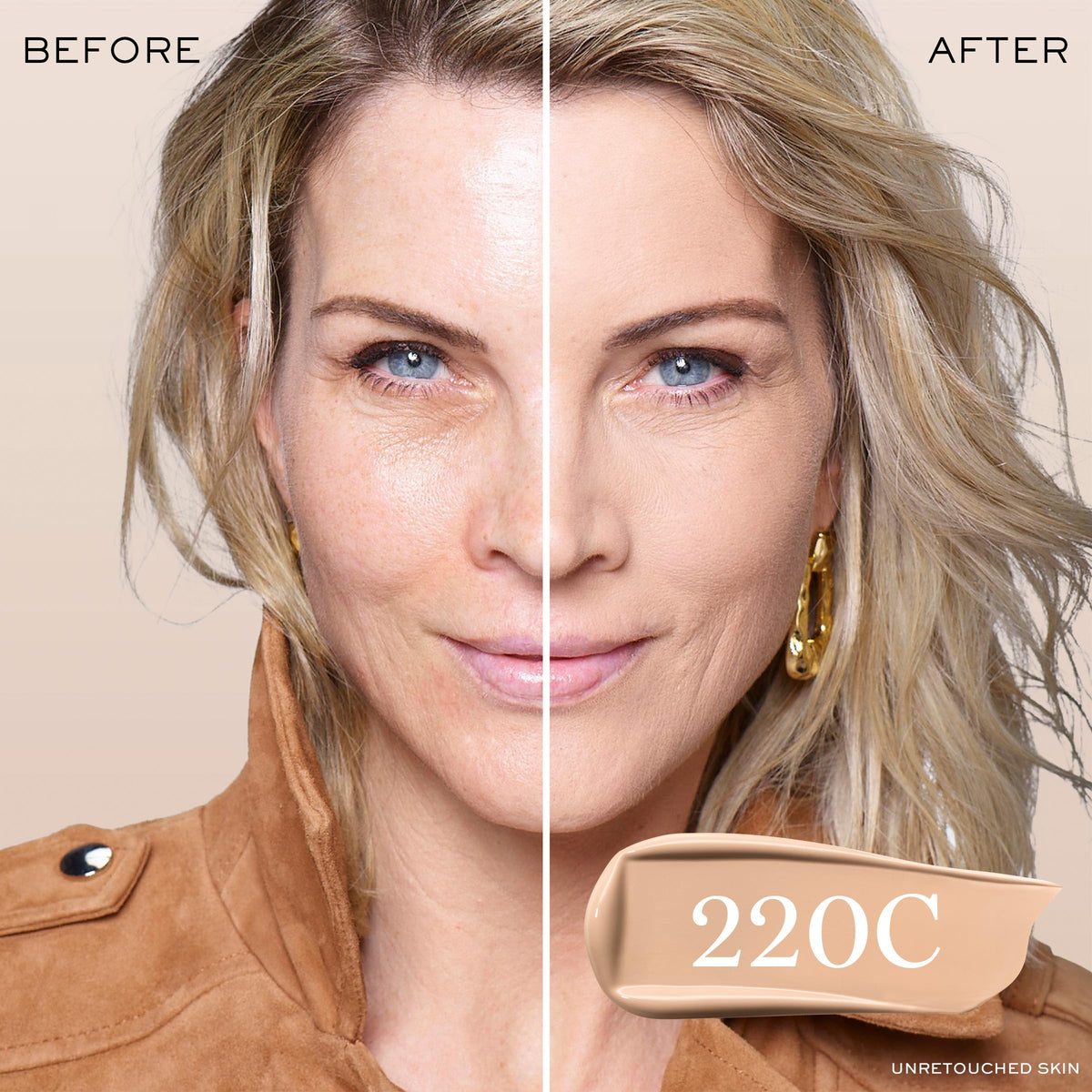 Lancôme foundation texture close-up showing smooth spreadability and blendability