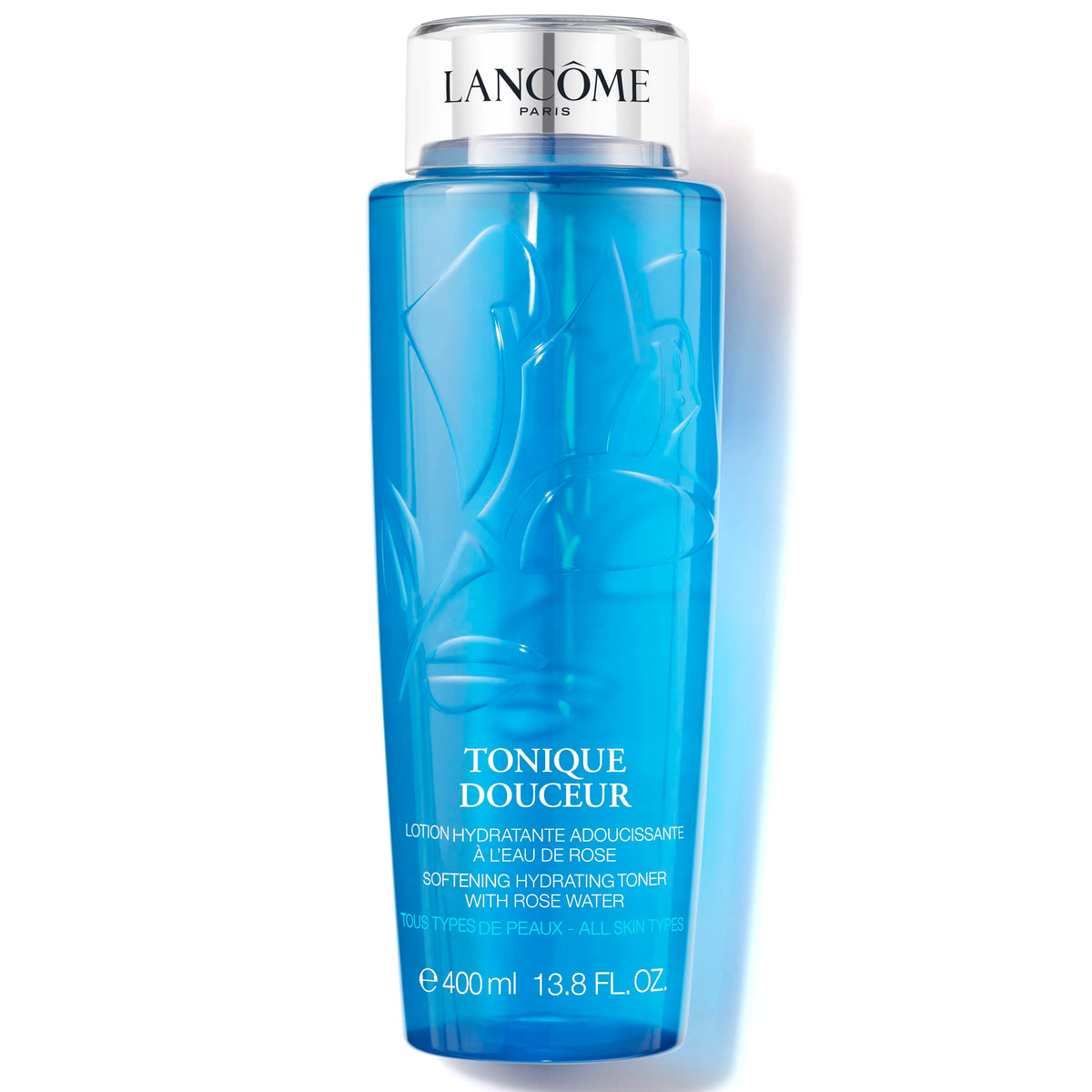 Lancôme Tonique Douceur front bottle showing elegant packaging and easy-pour benefit