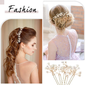 Landical hair pin placed in bridal updo showing decorative accent and stable hold