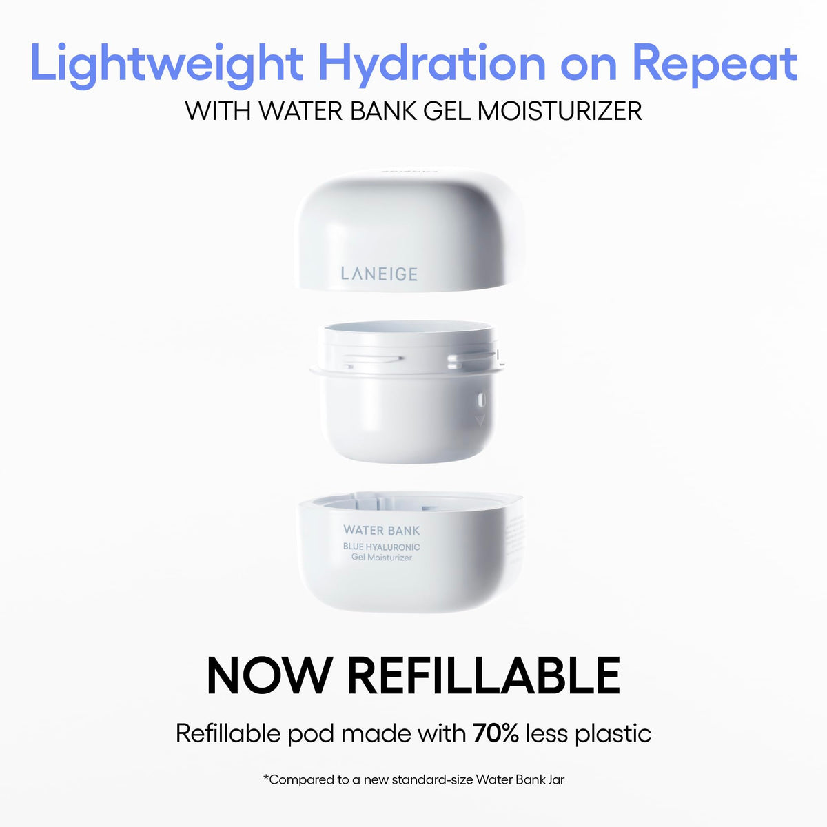 LANEIGE gel applied on hand absorbing quickly to show lightweight, non greasy hydration