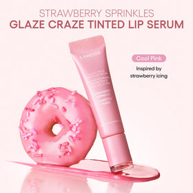 LANEIGE applied over matte lipstick showing added shine and dimension