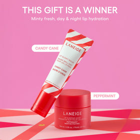 LANEIGE Candy Cane balm close-up highlighting glossy moisture
