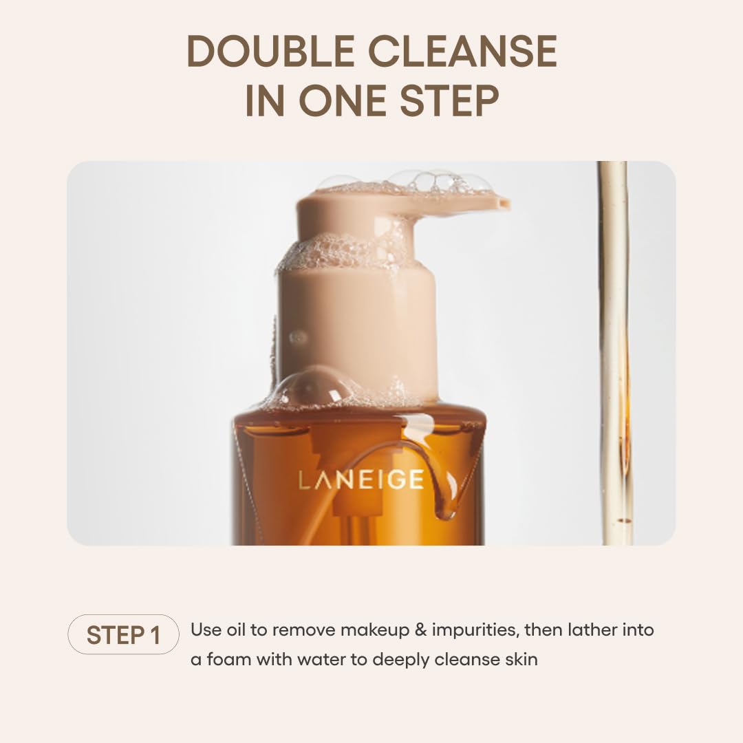 LANEIGE cleanser pouring on palm, demonstrates application ease