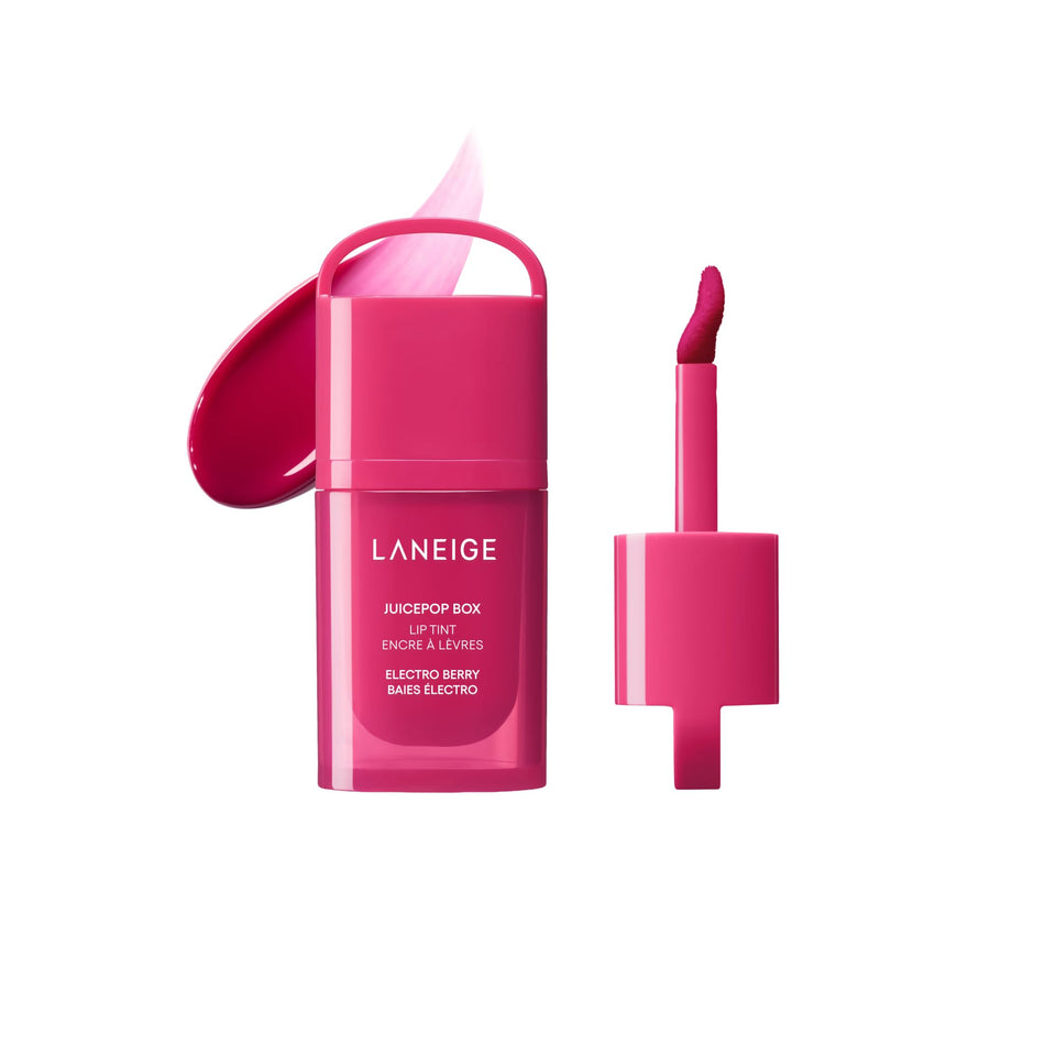 LANEIGE front packaging showing Electro Berry tint and glossy finish benefit