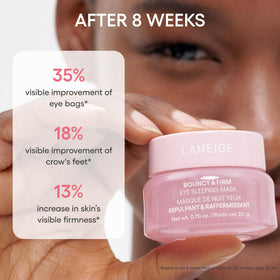 LANEIGE applying gel under eye, shows depuffing and soothing action