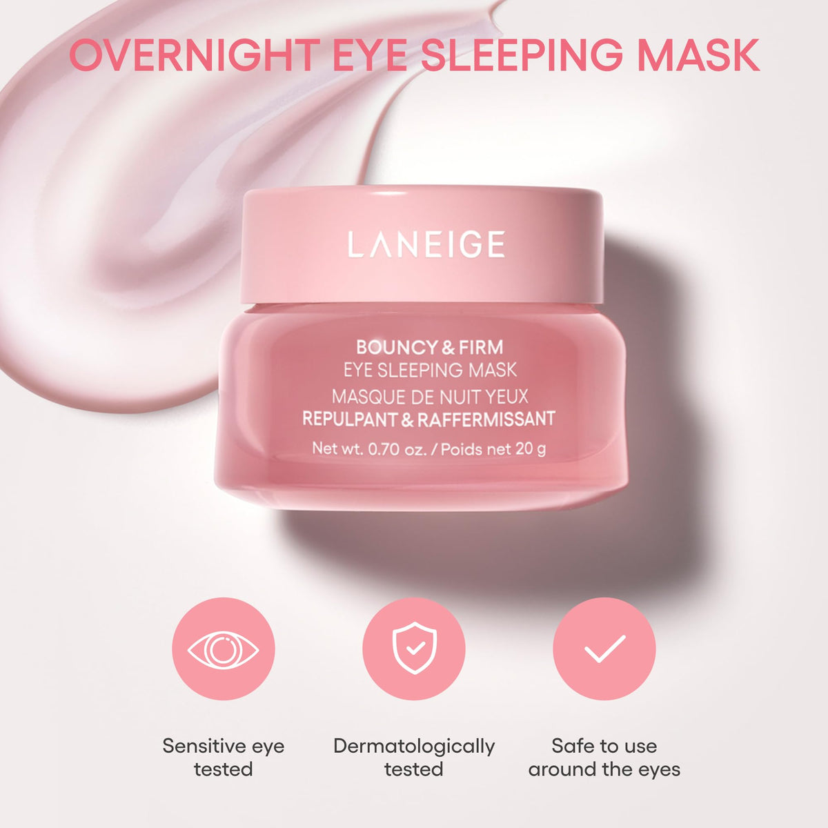 LANEIGE conceptual before and after graphics, illustrates reduced puffiness