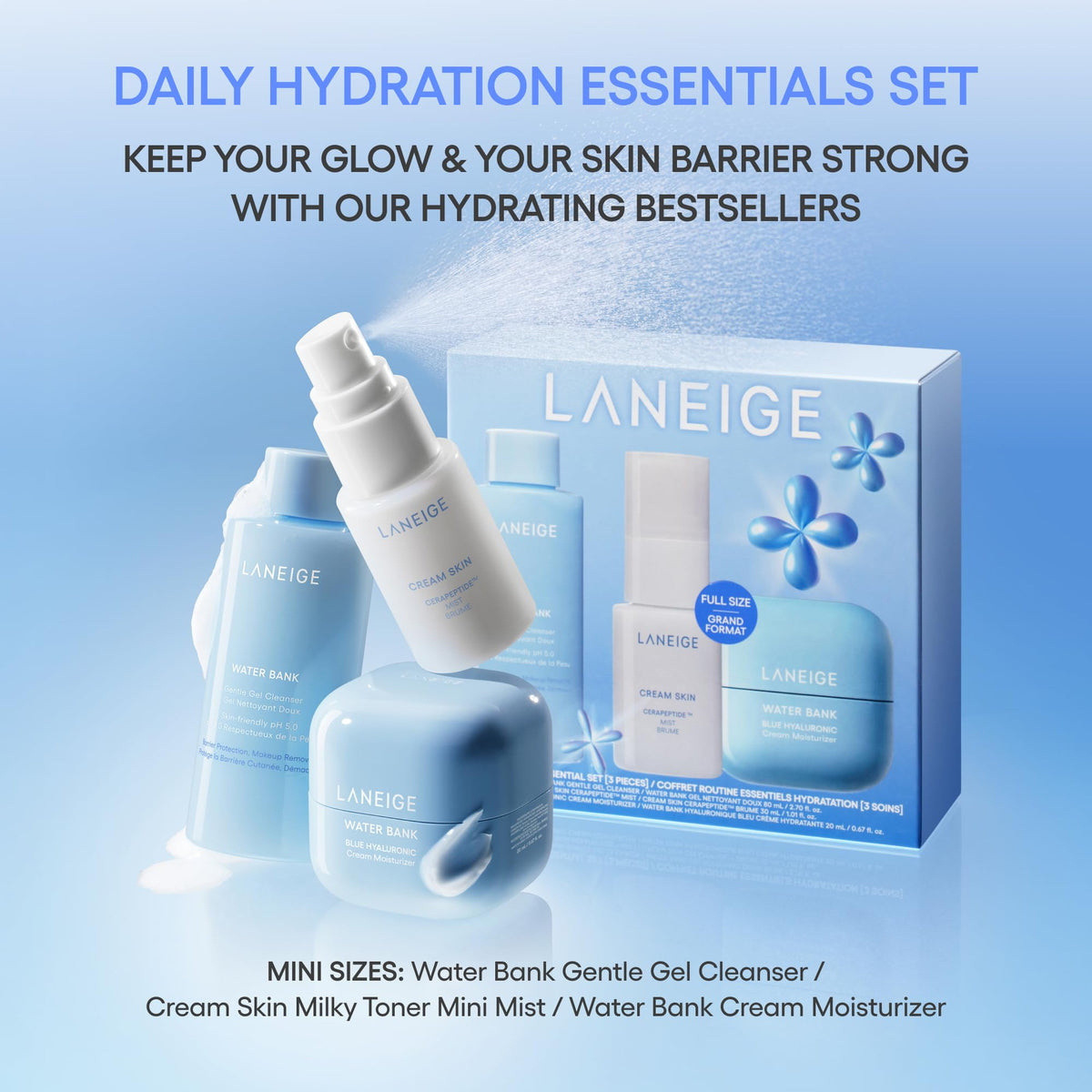 LANEIGE gentle gel cleanser pump detail highlighting easy dispensing and gentle cleanse