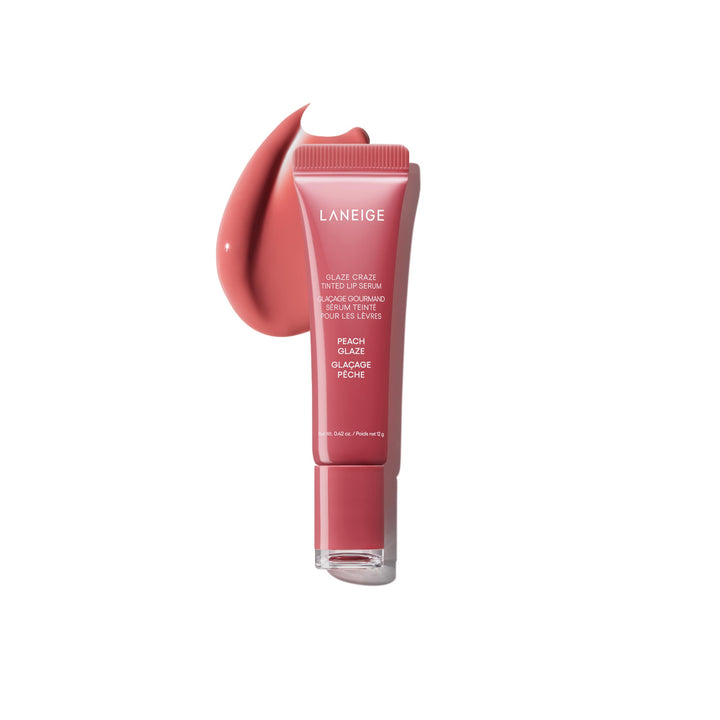 LANEIGE front packaging showing peach glaze for glossy finish