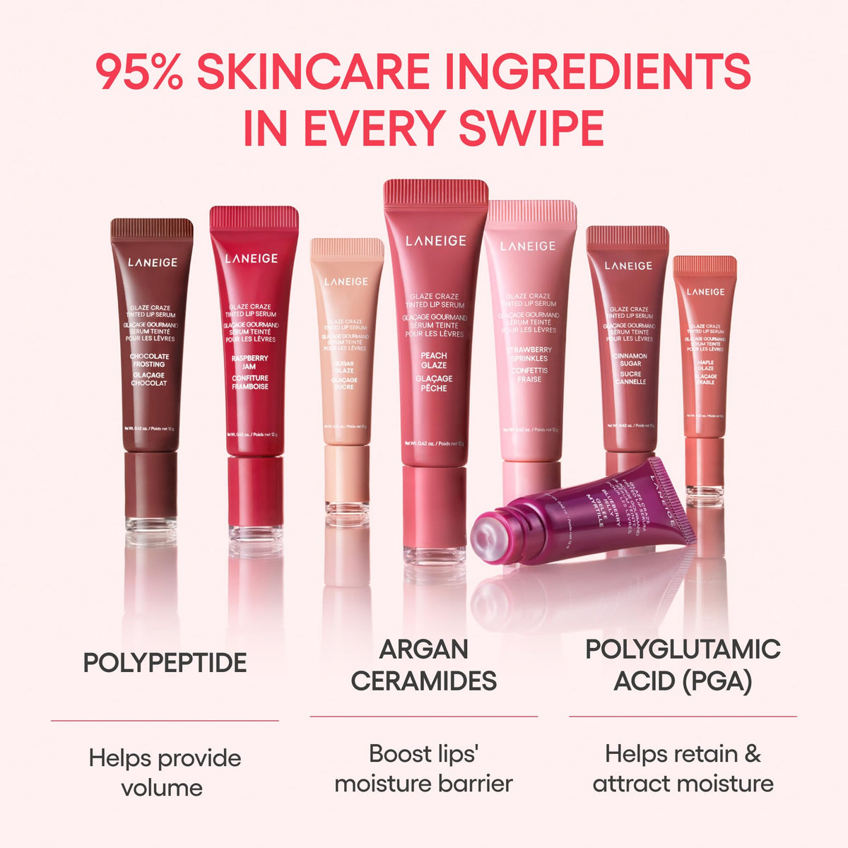 LANEIGE ingredient label close-up showing skincare-rich formula and barrier support benefit