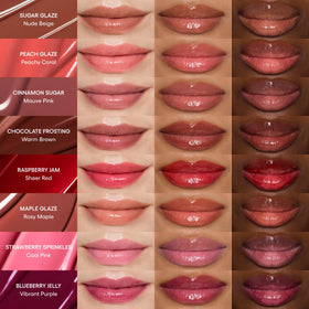 LANEIGE model wearing Glaze Craze on lips demonstrating glossy, nourished finish