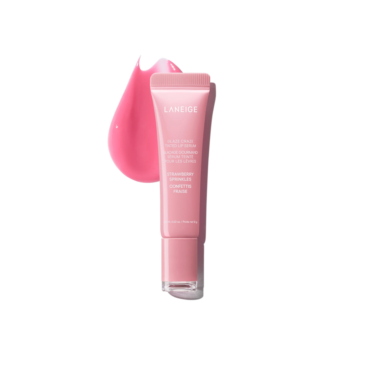 LANEIGE front packaging showing Strawberry Sprinkles gloss tint and brand benefit