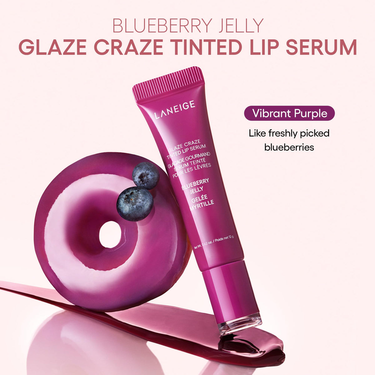 LANEIGE arm swatches of four Glaze Craze shades showing color payoff