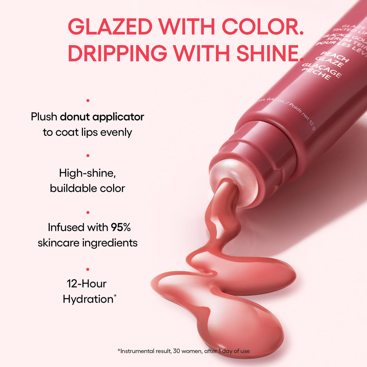 LANEIGE swatch close-up showing serum texture and moisturizing, non-sticky feel