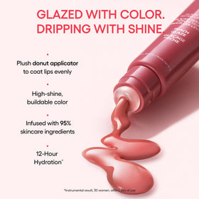 LANEIGE texture swatches of four donut-inspired shades showing sheen