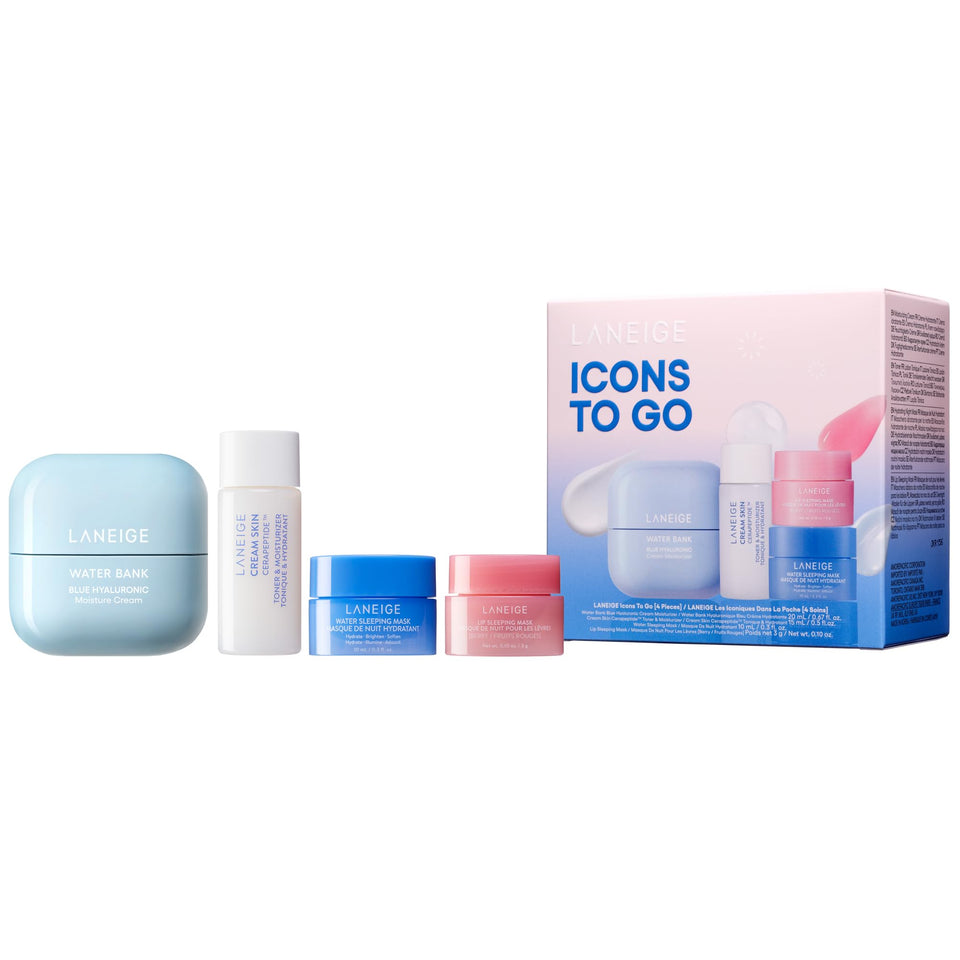LANEIGE front packaging showing set contents and travel convenience