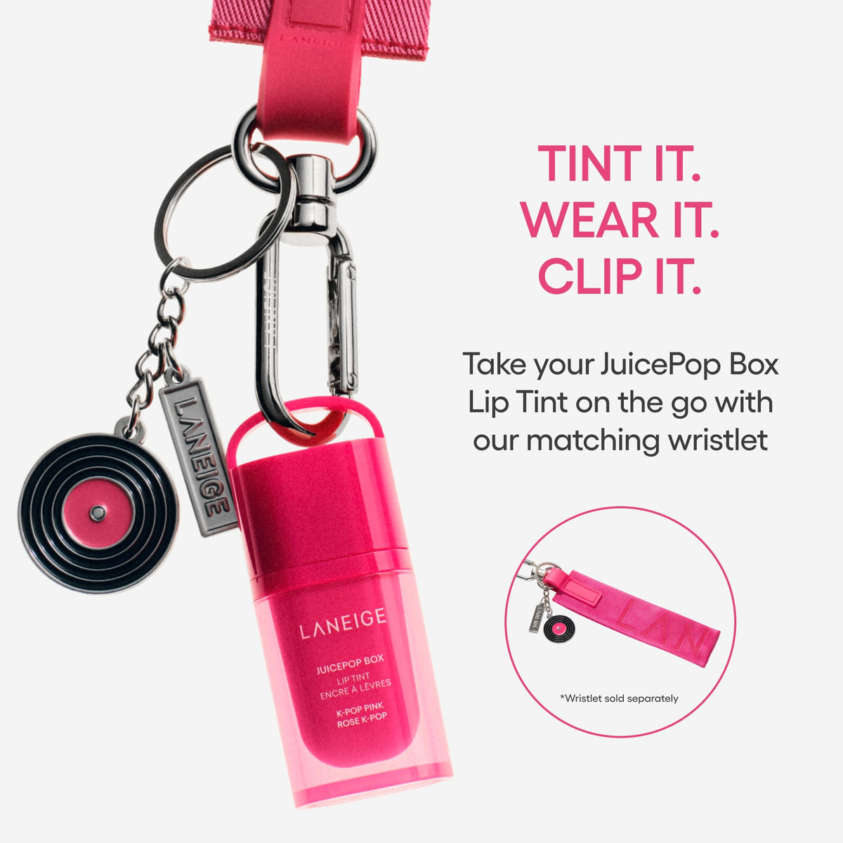 LANEIGE closeup of music-inspired charms adding playful style