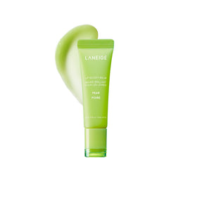 LANEIGE front tube showing pear-scented balm and glossy finish benefit