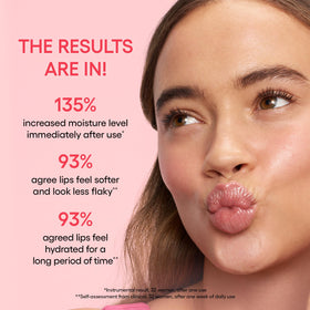 LANEIGE finger applying mask to lips demonstrates simple overnight application benefit