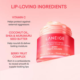 LANEIGE bedside scene with jar and applicator suggesting easy nighttime routine