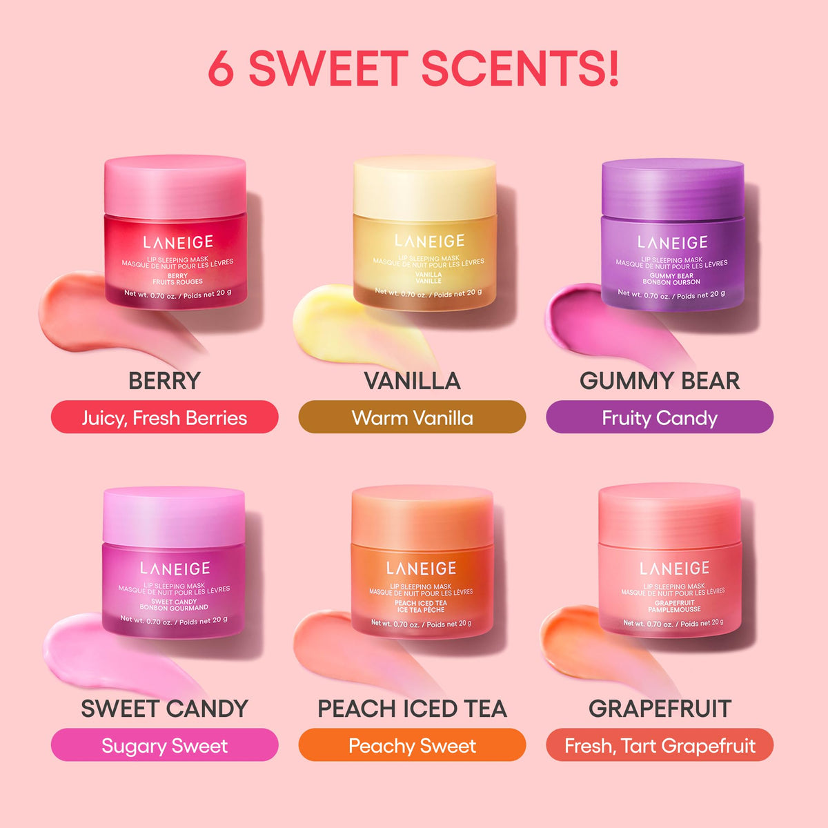 Lemon sorbet visual with Laneige jar suggesting bright citrus fragrance