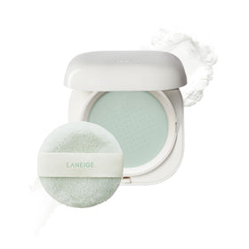 LANEIGE compact front showing sleek design and travel-ready finish benefit