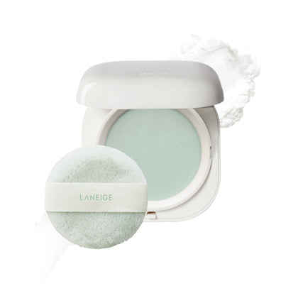 LANEIGE compact front showing sleek design and travel-ready finish benefit