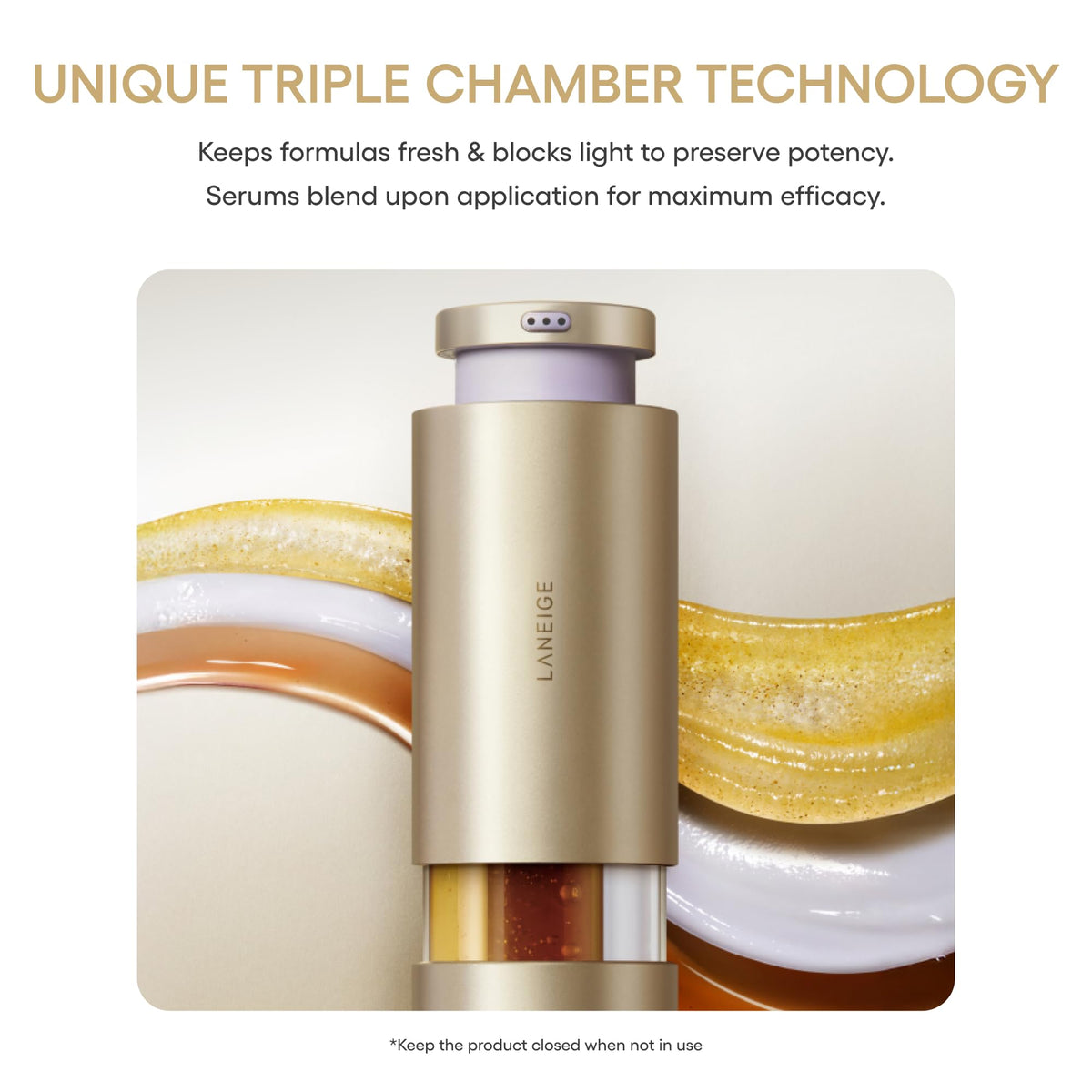 LANEIGE pump dispensing serum blend, demonstrates silky texture and absorption