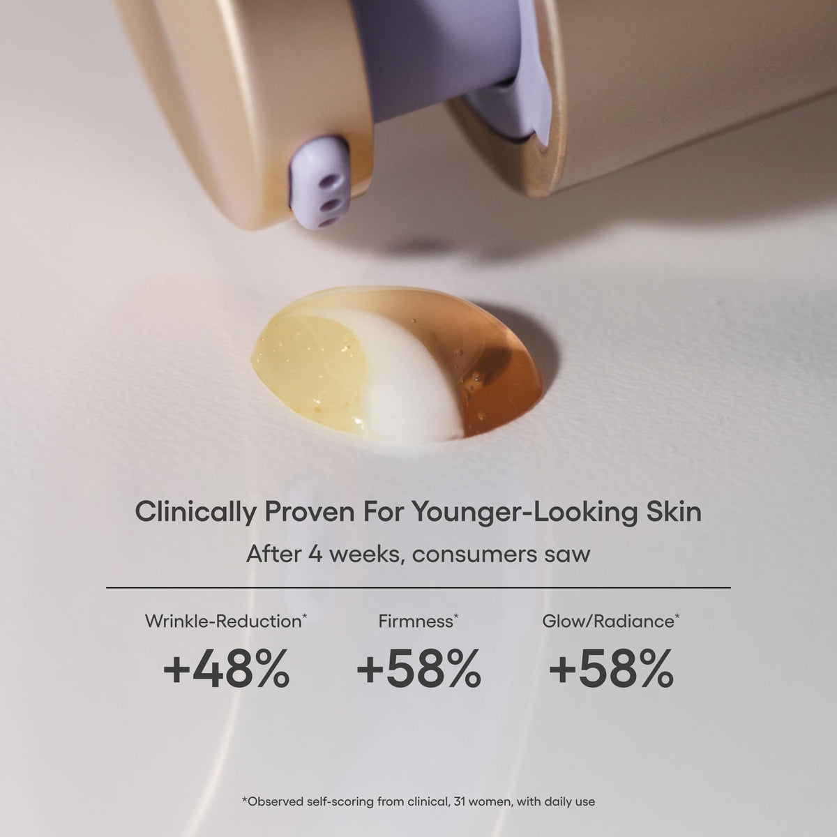 LANEIGE close-up of triple chamber top, shows separated actives for freshness