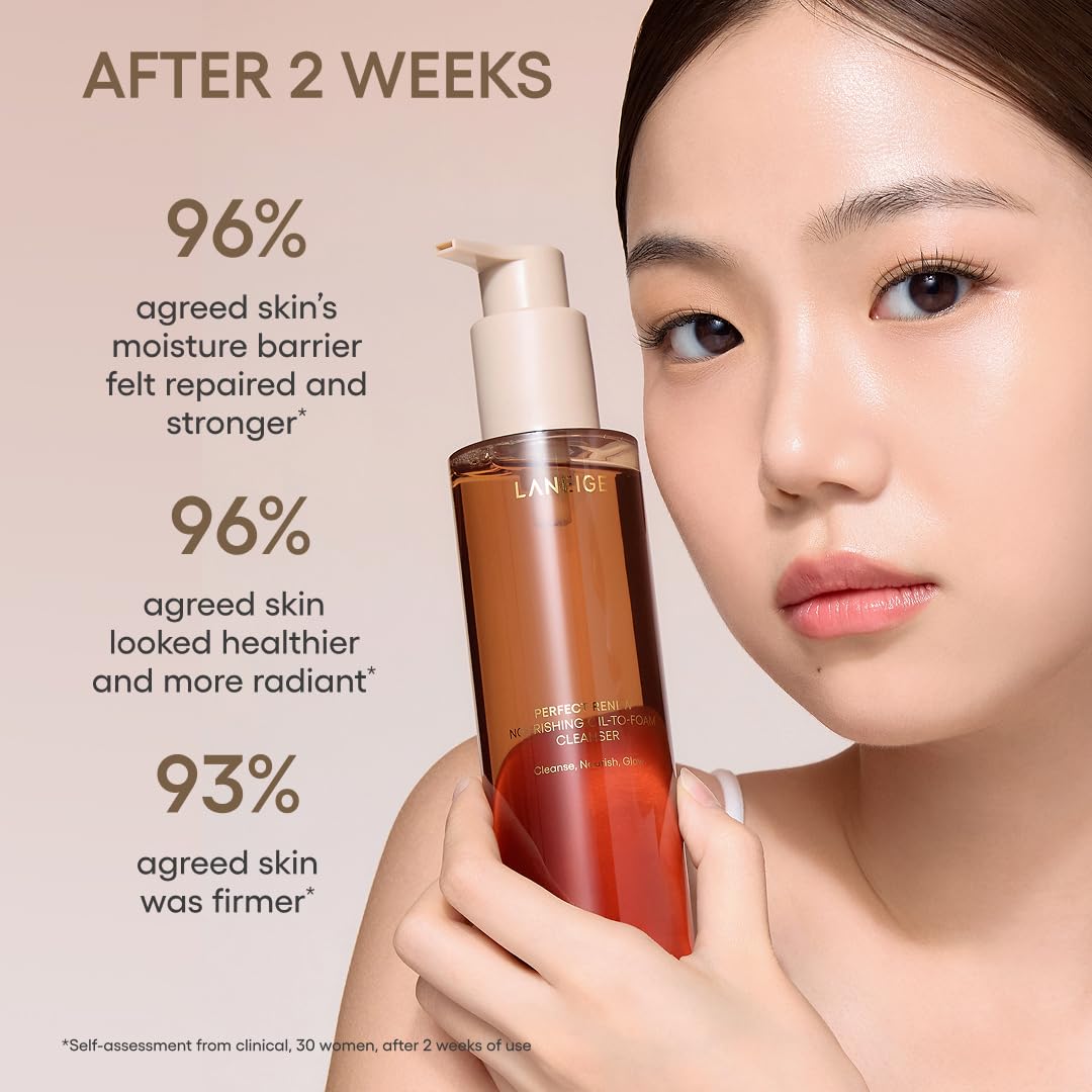 LANEIGE bottle beside serums and moisturizer, supports daily routine