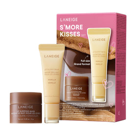 LANEIGE front packaging of S’more Kisses Set showing duo and benefits