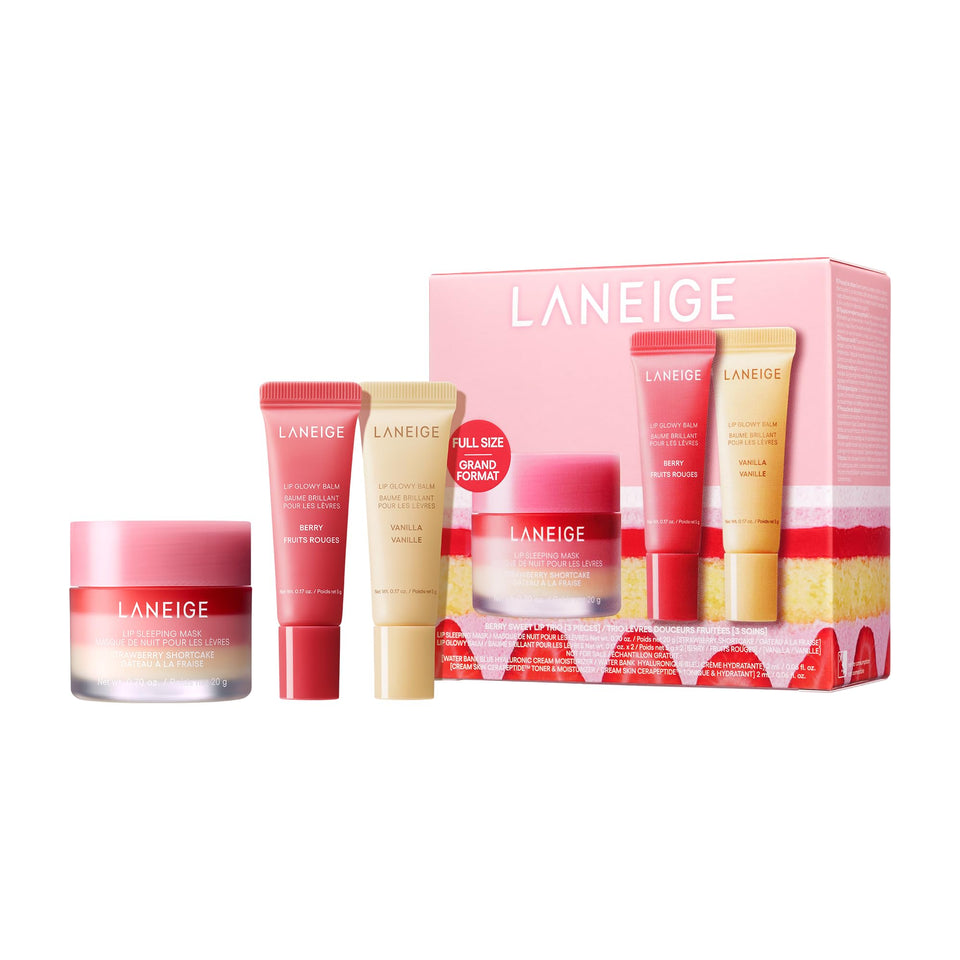 LANEIGE trio front packaging showing complete set benefits