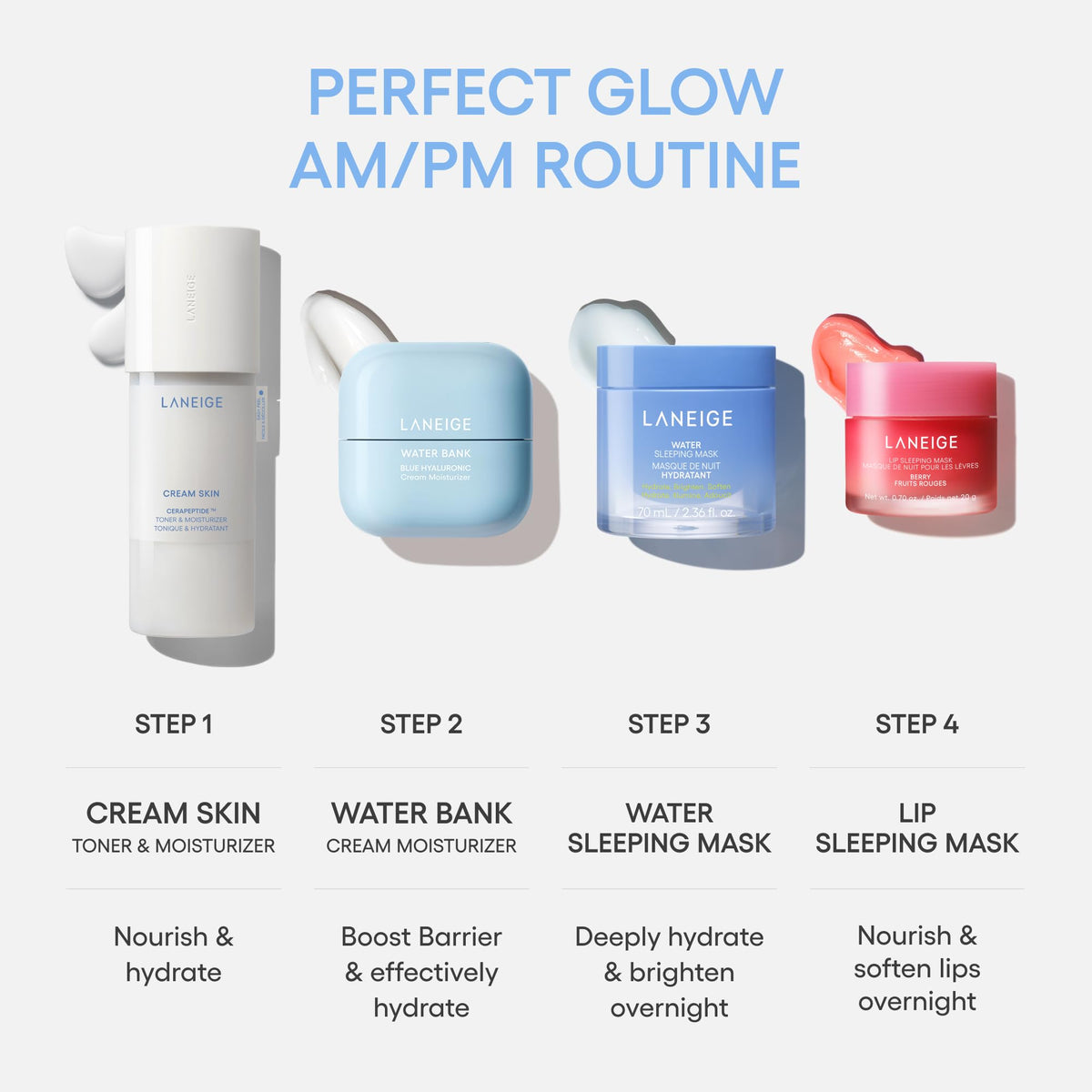 LANEIGE cream on bathroom shelf creating hydrated skincare routine