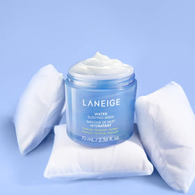 LANEIGE jar on nightstand illustrating overnight routine convenience benefit