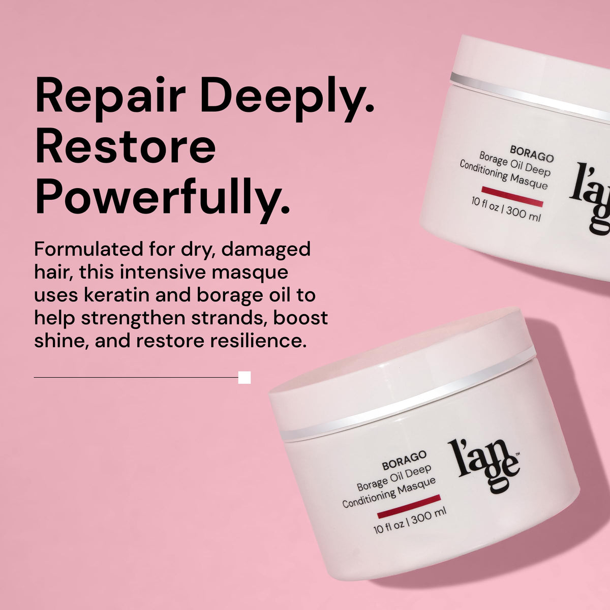 L'ANGE HAIR ingredients label close-up highlighting keratin and borage