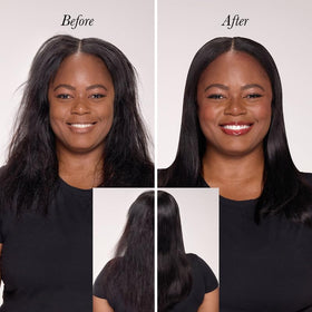 L'ANGE HAIR product being applied to towel-dried hair demonstrating detangling and prep