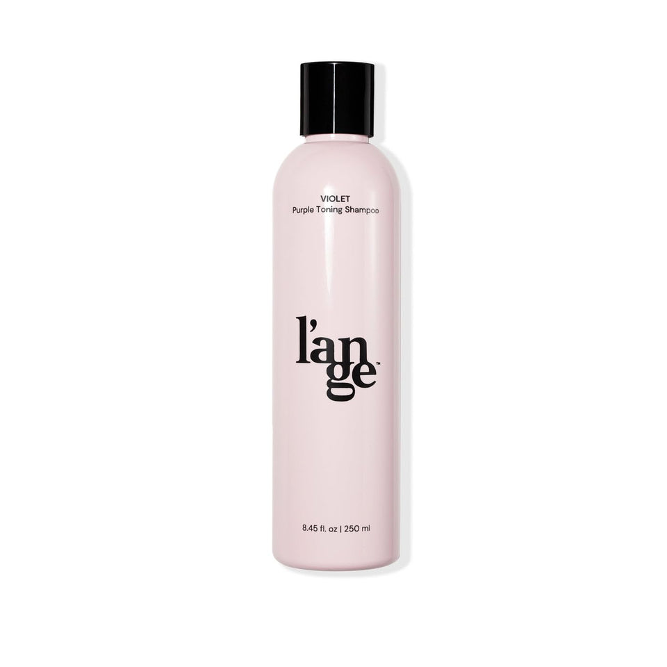 L'ANGE HAIR front bottle shot showing violet shampoo for tone correction
