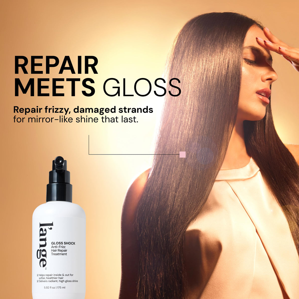 L'ANGE HAIR before and after comparison showing reduced frizz