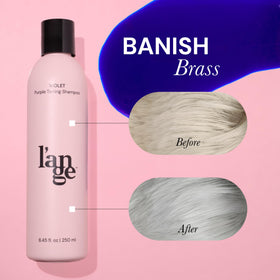 L'ANGE HAIR lather on blonde hair illustrating brassiness neutralizing action