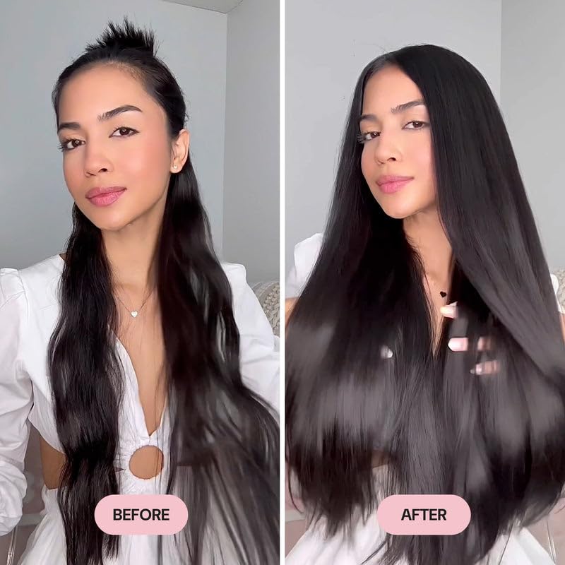 L'ANGE HAIR in-use on curly hair smoothing flyaways and enhancing shine