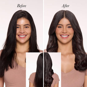 L'ANGE HAIR texture close-up showing fast-absorbing marula oil for soft strands
