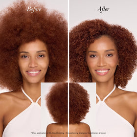 L'ANGE HAIR before and after hair comparison showing improved strength and smoother finish