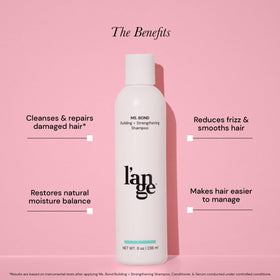 L'ANGE HAIR bottle beside a ruler showing 8 fl oz scale for accurate size reference